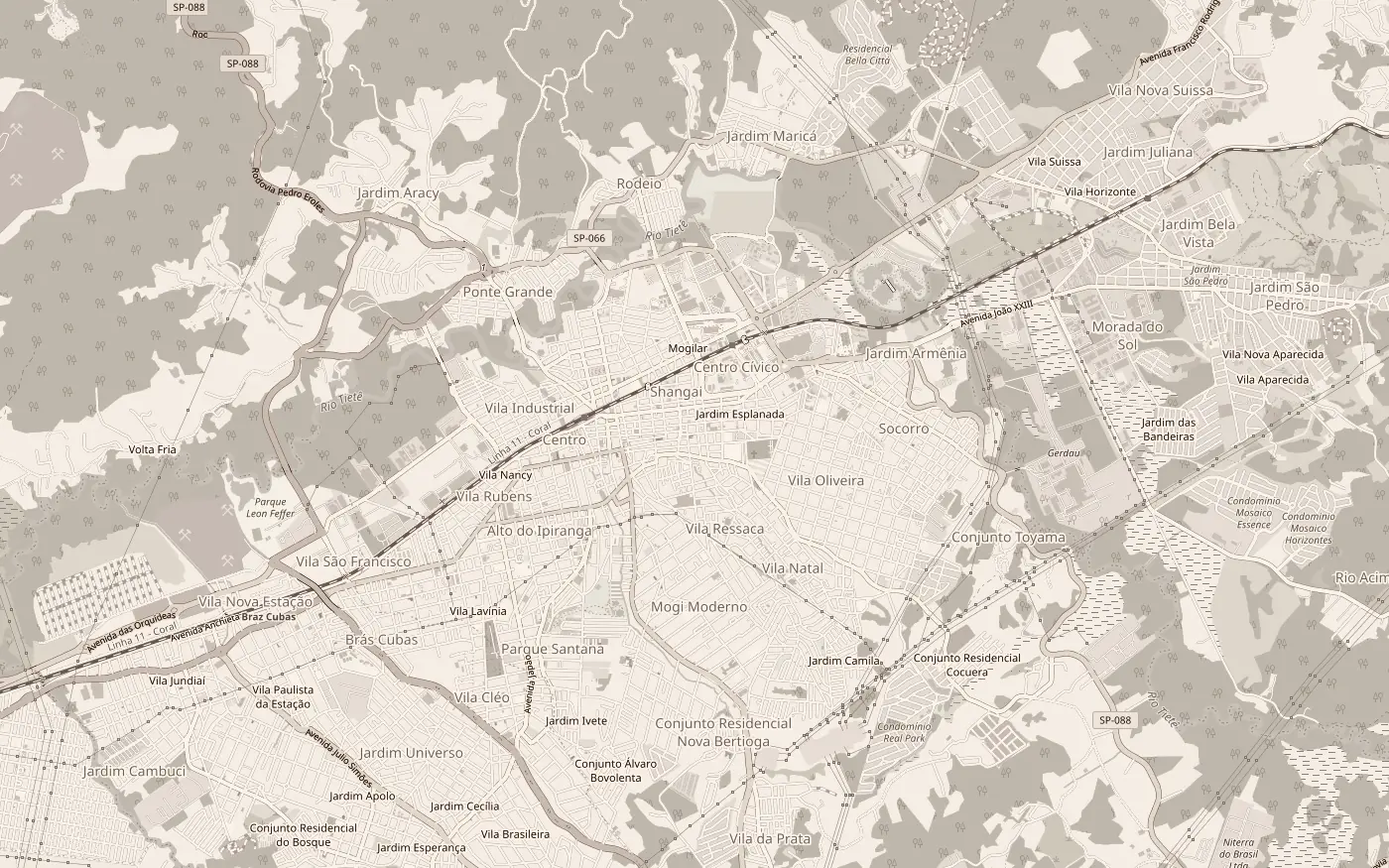 Mapa de Mogi das Cruzes, São Paulo, área de atendimento da Dra. Amanda Martins